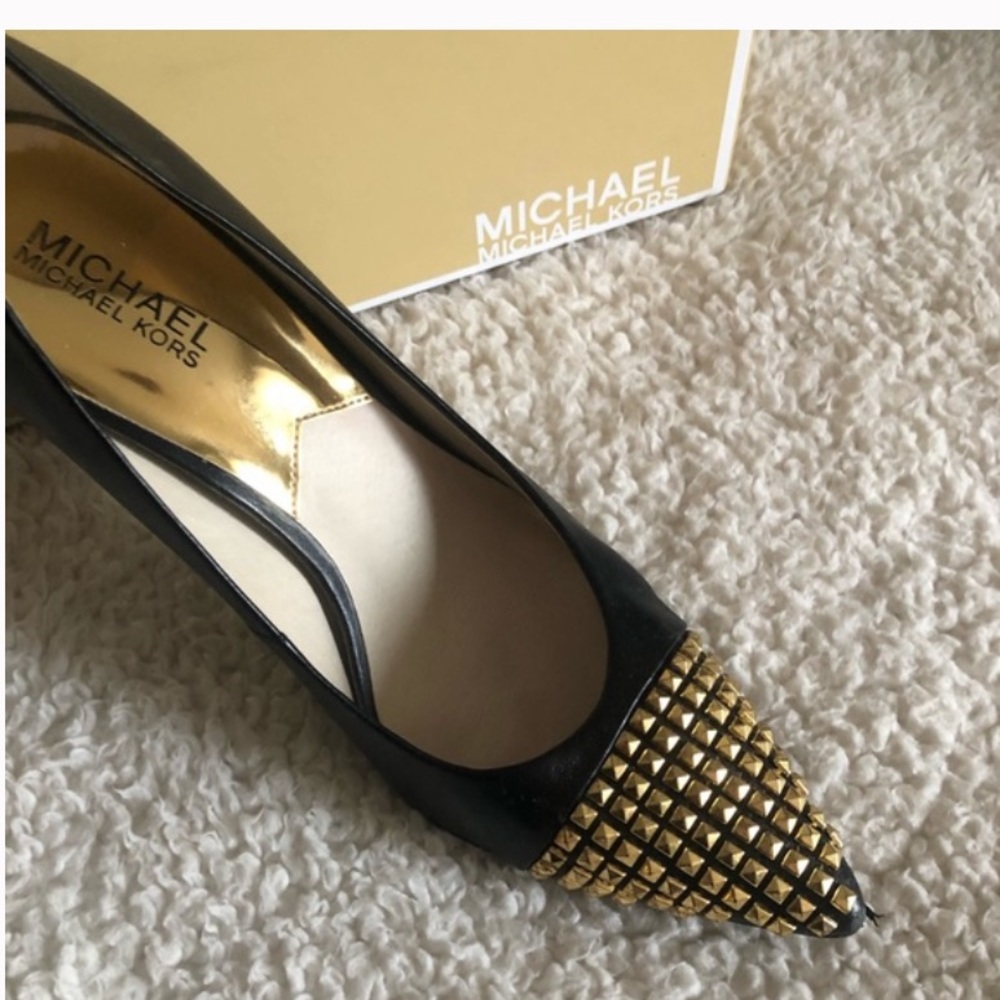 MK Sexy Black Gold Studded Heels